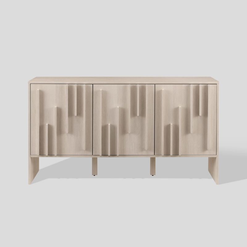 Modern Staggered Vertical Accent 3 Door Sideboard - Saracina Home, 1 of 10