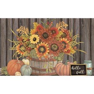 Hello Fall Floral Primitive Doormat Autumn Indoor Outdoor 30" x 18" Briarwood Lane - 1 of 4