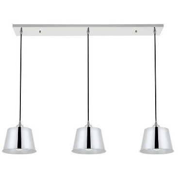 Modern Chrome 3-Light Pendant Lamp with Drum Shades