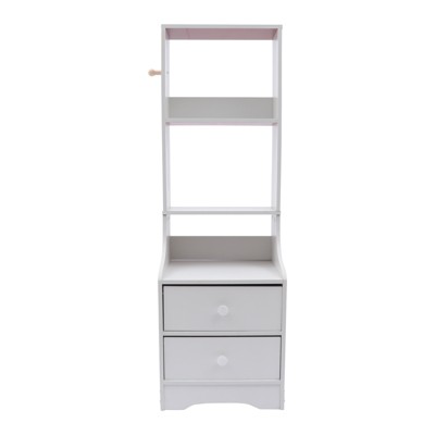 YIYIBYUS Modern Nightstand with 2 Drawers and Storage Shelf (White) Bedside Table
