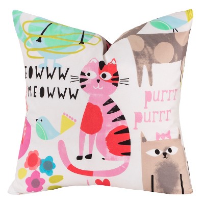 Crayola Purrty Cat Throw Pillow - Pink (17"x17")