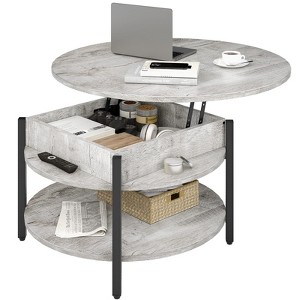 Hausource Lift Top Coffee Table w/ Hidden Compartment and Storage Shelves - 1 of 4