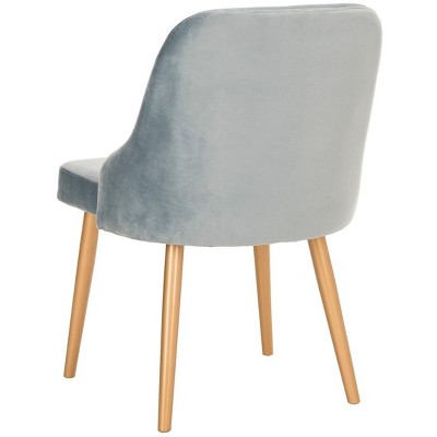 Slate Blue Velvet Upholstered Parsons Chair with Gold Legs