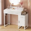 Besiost Reversible Vanity Desk with Wooden Drawers and Charging Station - 4 of 4