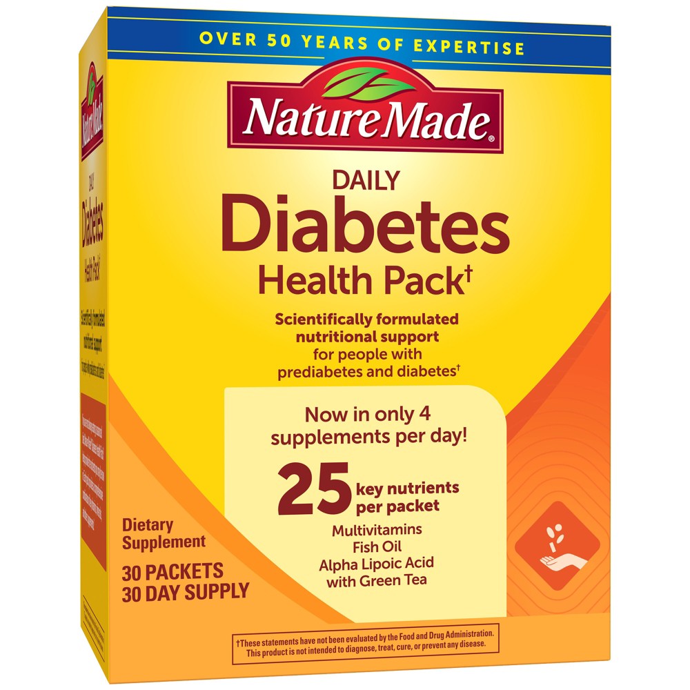 Nature Made Diabetes Health Pack with EPA and DHA - 30ct: Vitamins, Gluten-Free, Fish Oil 1200mg, Unflavored by Nature Made