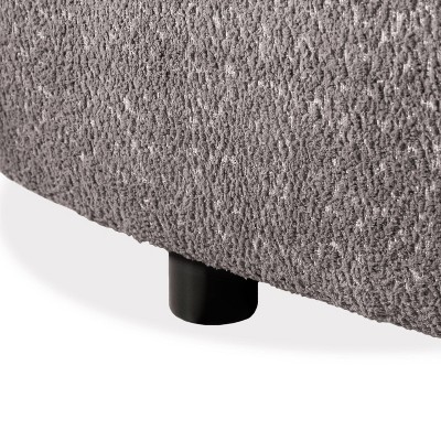 Charcoal Gray Boucle Fabric Curved Loveseat with Wooden Legs