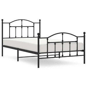vidaXL Black Twin XL Metal Bed Frame with Headboard & Slats, No Mattress, Easy Assembly - 1 of 4