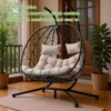 AEELLEEA Egg Swing Chair with Stand Cushion Strong Load Bearing 2 Person Hanging Wicker Hammock Chair for Indoor Outdoor Garden Patio Beige - 4 of 4