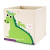 3 Sprouts Kids Childrens 13 Inch Square Felt Green Dragon Foldable Storage Cube Bin with Black Gorilla Fabric Storage Cube Bin - 4 of 4