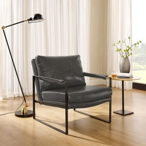 HOMLUX Faux Leather Lounge Chair with Black Metal Frame Modern Accent Chair for Living Room Chair - 1 of 4