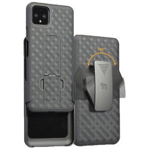 Nakedcellphone Case with Stand and Belt Clip Holster Combo for Google Pixel 4 XL - Black - 1 of 4
