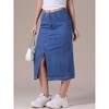 INSPIRE CHIC Women's Denim Front Slit Raw Hem High Waisted Midi Jean Skirts - 2 of 4
