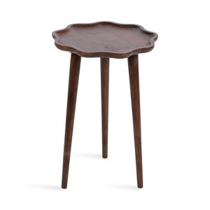 Kate and Laurel Alezar Scallop Wood Side Table, 15x15x22, Walnut Brown - 1 of 4
