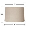 Springcrest Set of 2 Natural Linen Medium Drum Lamp Shades 15" Top x 16" Bottom x 11" High (Spider) Replacement with Harp - 4 of 4