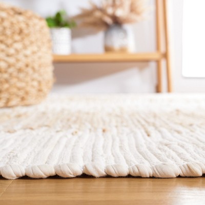 Ivory and Beige Handwoven Cotton 8' x 10' Area Rug
