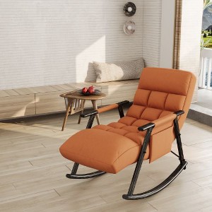 CAVINAS Casual Folding Rocking Chair, Upholstered Lounge Chair, Adjustable High Back and Foot Rest, Accent Chair with Side Pockets - 1 of 4