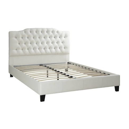 Queen Bed With Large Tufted Headboard White Benzara Target