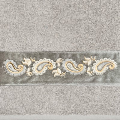 Light Gray Turkish Cotton Embellished Bath Towel Set