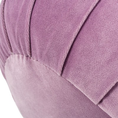Lavender Velvet Round Pleated Accent Pouffe Pillow