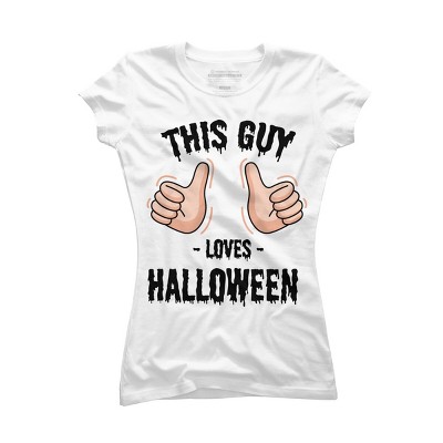 Junior's Design By Humans This Guy Loves Halloween By MultimediaOne T-Shirt