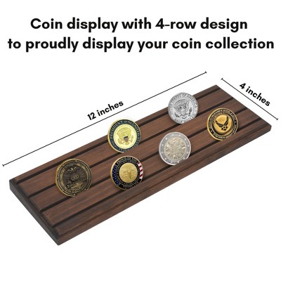 Americanflat 12x4 Challenge Coin Display with 4 Rows in Walnut - Military Coin Display Stand in Solid Engineered Wood