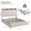 Platform Bed Frame with Velvet Upholstery, Headboard, 4 Storage Drawers, LED Lights, Charging Station, No Box Spring Needed, Easy Assembly. - 2 of 4