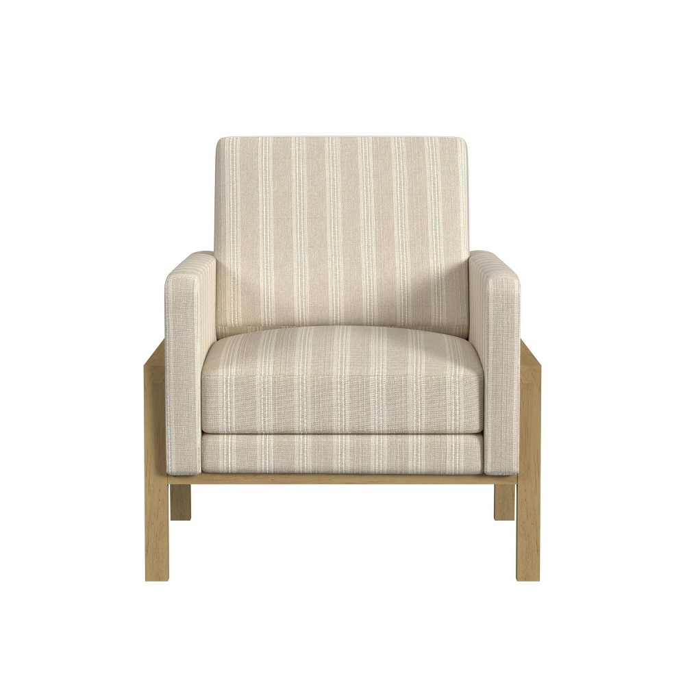 Wood Frame Accent Chair Tan - HomePop: Comfortable Seating for Living Room