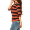 INSPIRE CHIC Women's Stripes Casual Basic Elbow Sleeves Boat Neck Slim Fit T-Shirts - 4 of 4