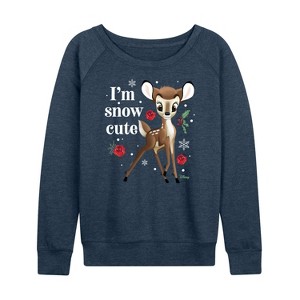 Women's - Disney - Christmas - I'm Snow Cute Lightweight French Terry Wide Neck Long Sleeve Graphic Shirt - 1 of 4