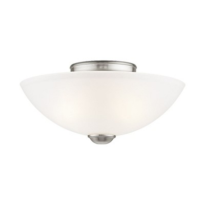 Somerset Brushed Nickel 2-Light Semi Flush Mount with Satin Glass