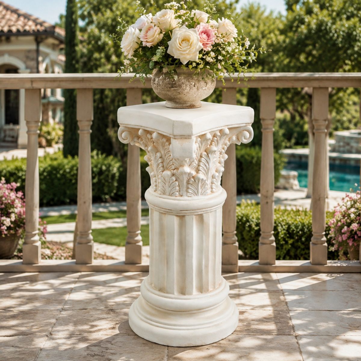 Christopher Knight Home Sela Transitional Patio Lightweight Concrete Column Pedestal Stand - thumbnail 2
