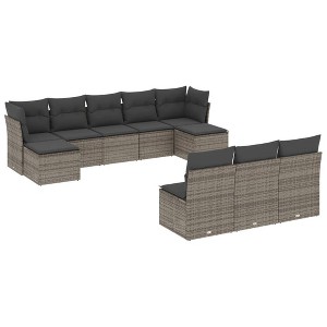 vidaXL 10 Piece Patio Sofa Set with Cushions - Gray Without Table - 1 of 4