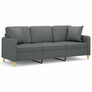 vidaXL 3-Seater Fabric Sofa with Throw Pillows - Modern Design Lounger for Living Room and Lounge Area in Dark Gray - 1 of 4