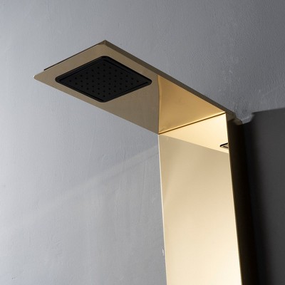 Gold Brushed 4-Jet Rainfall Shower Panel System with Handheld Wand