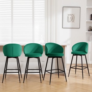 Bekrvio 30" Bar Height Stools - Swivel Velvet Barstools with Back, Modern Upholstered High Chairs for Kitchen Counter, Home Pub - 1 of 4