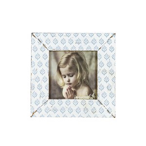 4x4 Inch Blue Floral Picture Frame Wood, MDF & Glass by Foreside Home & Garden - 1 of 4