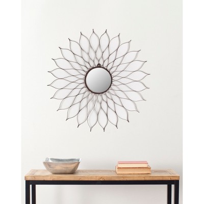 Sunburst Flower Decorative Wall Mirror Brown - Safavieh