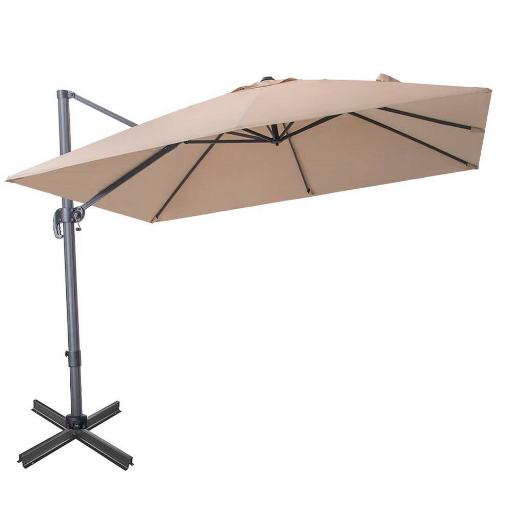 Photos - Parasol 10' x 10' Square Patio Aluminum Cantilever Umbrella with Crank Tan: Fade-Resistant - Crestlive Products