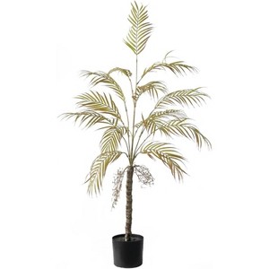 5/4 Ft Tall Triple Fake Palm Tree in Pot Artificial Palm Tree, Tropical Floor Faux Plant for House Indoor Outdoor Office Living Room Patio Yard - 1 of 4