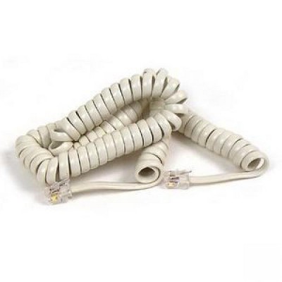 Belkin Coiled Telephone Handset Cable - RJ-11 Male - RJ-11 Male - 12ft - Ivory