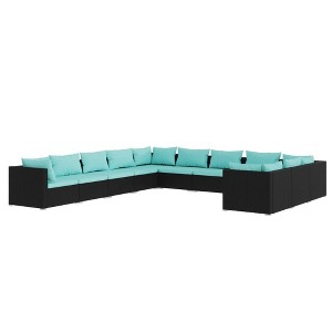 vidaXL Garden Lounge Set Black and Water Blue - 1 of 4