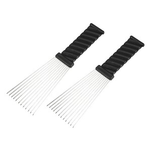 Unique Bargains Women's Metal Hair Pick Afro Comb Hairdressing Styling Tool 9.05"x2.75" Black 2Pcs - 1 of 4
