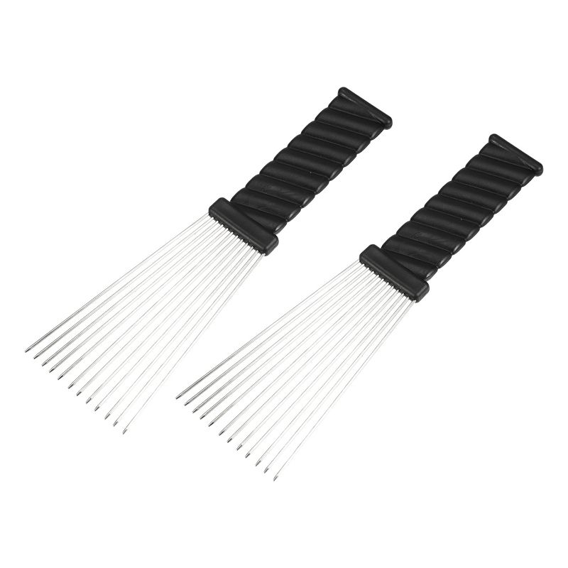 Unique Bargains Women's Metal Hair Pick Afro Comb Hairdressing Styling Tool 9.05"x2.75" Black 2Pcs, 1 of 7