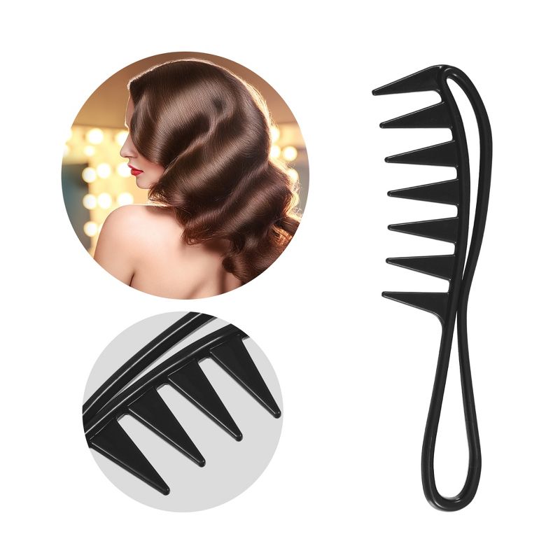 Unique Bargains Anti Static Hair Comb Wide Tooth for Thick Curly Hair Hair Care Detangling Comb For Wet and Dry 3 Pcs, 2 of 7