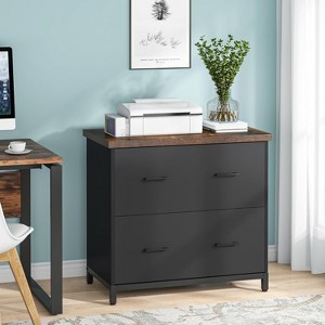 2-Drawer Lateral File Cabinet, Rustic Wood Filing Cabinet for Home Office, A4/Letter Size, Printer Stand with Storage & Heavy-Duty Steel Frame,Brown - 1 of 1