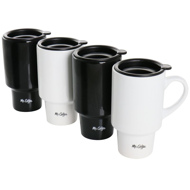 Mr. Coffee 9 Piece Whistling Tea Kettle and Travel Mug Set in Black and White, 5 of 10