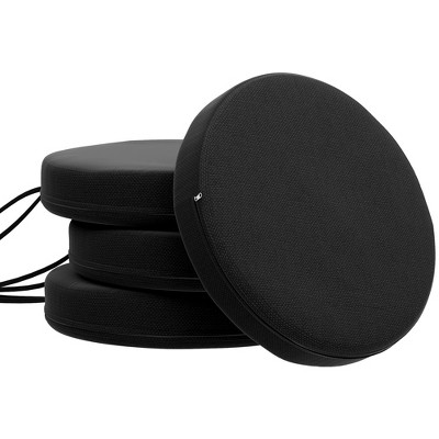 Outsunny Outdoor Chair Cushions Set of 4, Round Seat Cushions for Dining Chairs Bistro Chairs with Machine Washable Cover, 15" x 15" x 3"