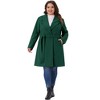 Women's Plus Size Lapel Long Sleeve Single Breasted Belted Midi Pea Coat with Pocket - Agnes Orinda - 3 of 4