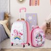 Gymax Kid Luggage Set 12" Backpack & 16" Kids Carry on Suitcase Set Travel Suitcase with Wheels & Retractable Handle Rainbow/Happy Pony - 3 of 4