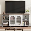 70" Rustic TV Stand for Living Room - Entertainment Center with Corrugated Glass Doors & Open Shelves, Media Console - 4 of 4
